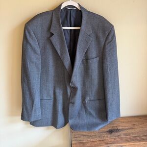 JOSEPH & FEISS‎ 48R Blazer Sport Suit Casual Jacket Gray Plaid 100% Lambswool